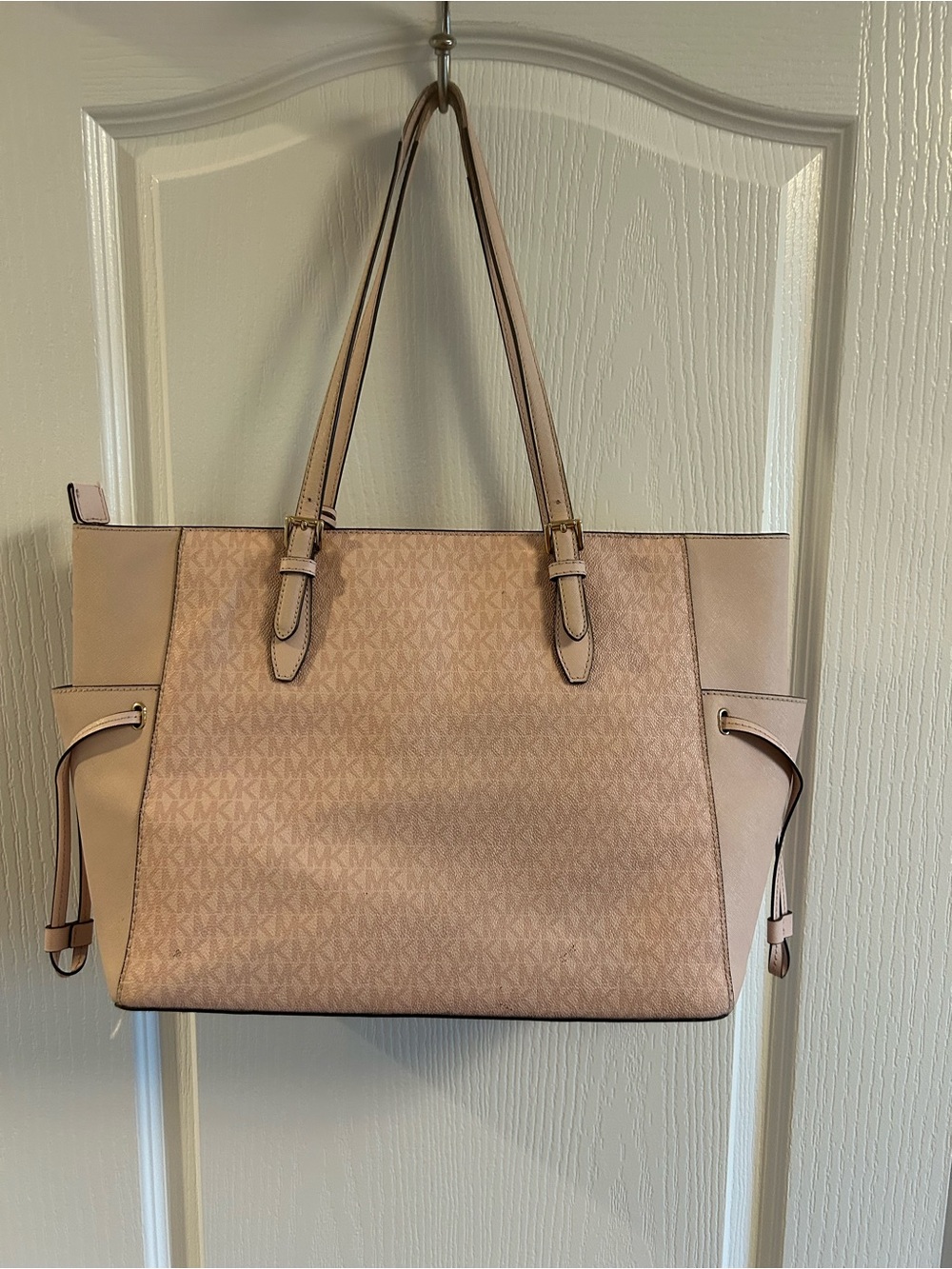 Michael Kors Blush Pink Logo Tote with MK Charm - Picture 5 of 10